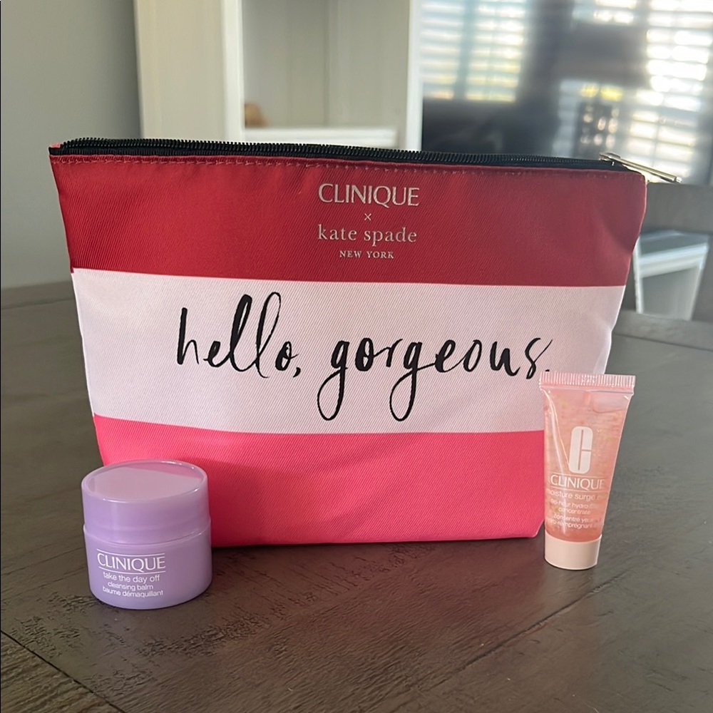 Kate Spade Clinique Cosmetic Bag & 2 Clinique Products